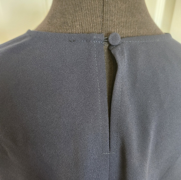 J. Crew Navy Top with Black Sequin Sleeve Size Medium - Picture 5 of 7